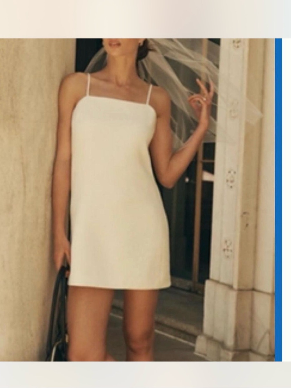 English Factory Cream Spaghetti Strap Shift Dress